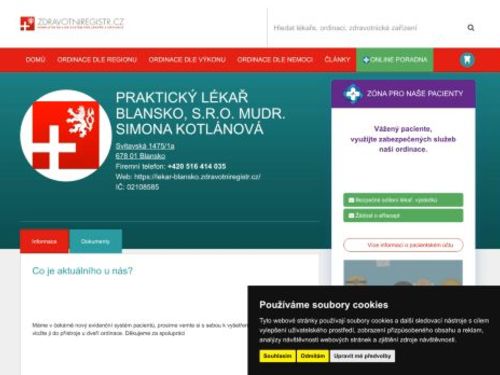 Praktický lékař pro dospělé - MUDr. Simona Kotlánová, MUDr. Vladimír Širůček
