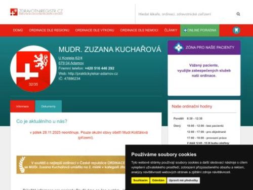 Praktický lékař pro dospělé - MUDr. Zuzana Kuchařová
