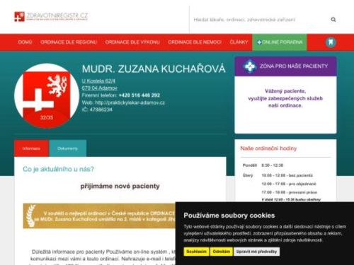 Praktický lékař pro dospělé - MUDr. Zuzana Kuchařová