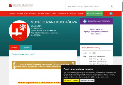 Zobrazit webové stránky Praktický lékař pro dospělé - MUDr. Zuzana Kuchařová