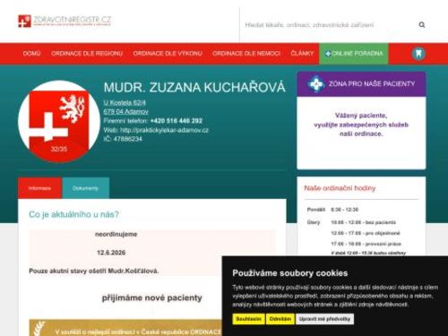 Praktický lékař pro dospělé - MUDr. Zuzana Kuchařová