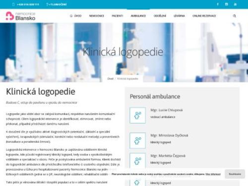 Logopedická ambulance Nemocnice Blansko - Mgr. Markéta Dočekalová