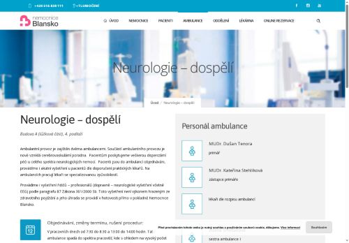 Zobrazit webové stránky Neurologická ambulance I - Nemocnice Blansko