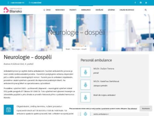Neurologická ambulance I - Nemocnice Blansko