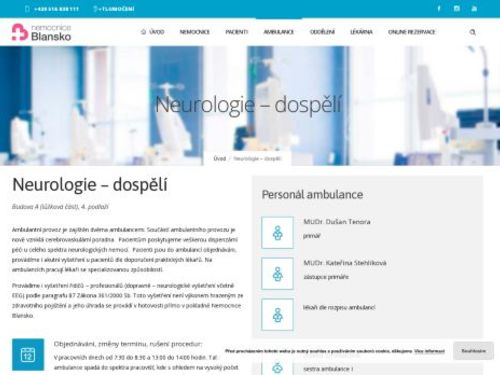 Neurologická ambulance I - Nemocnice Blansko