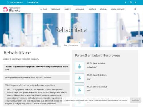 Rehabilitační ambulance - Nemocnice Blansko