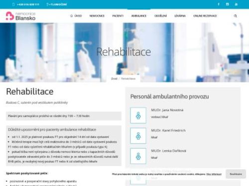 Rehabilitační ambulance - Nemocnice Blansko