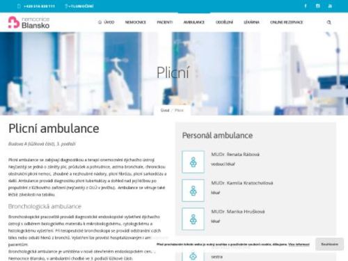 Plicní ambulance - Nemocnice Blansko