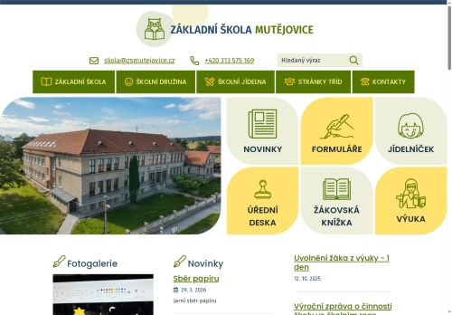Webové stránky Základní škola Mutějovice, Mutějovice