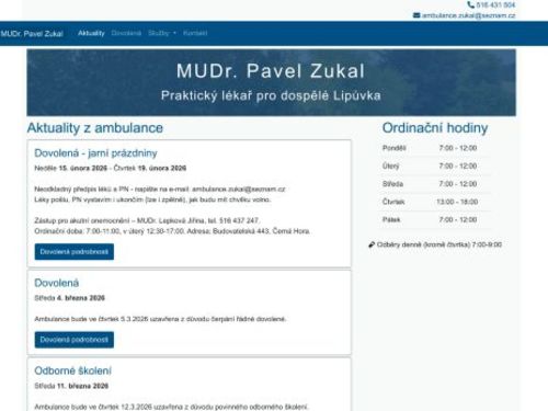 Praktický lékař pro dospělé - MUDr. Pavel Zukal