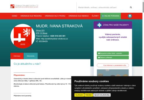 Zobrazit webové stránky Praktický lékař pro dospělé - MUDr. Ivana Straková
