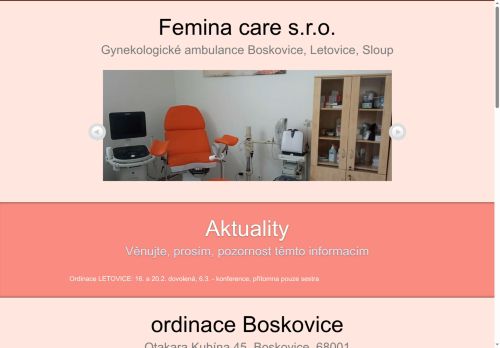 Zobrazit webové stránky Gynekologická ambulance Femina care s.r.o. -  MUDr. Kateřina Čandrlová-Hovorková