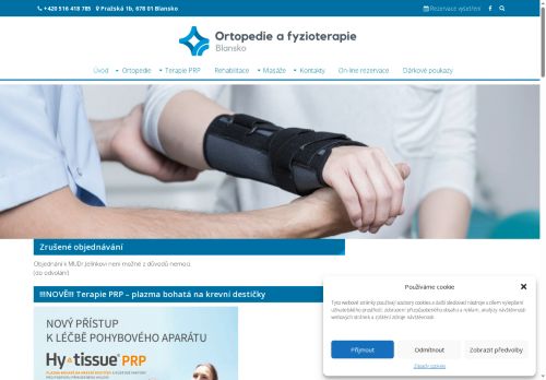 Zobrazit webové stránky Ortopedická ambulance Ortopedie a fyzioterapie Blansko - MUDr. Štěpán Ondrůšek, MUDr. Jaromír Černý, MUDr. Oldřich Jelínek Ph.D., MUDr. Tomáš Kovanda, MUDr. David Hruška