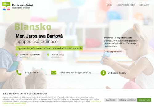 Zobrazit webové stránky Logopedická ambulance - Mgr. Jaroslava Bártová
