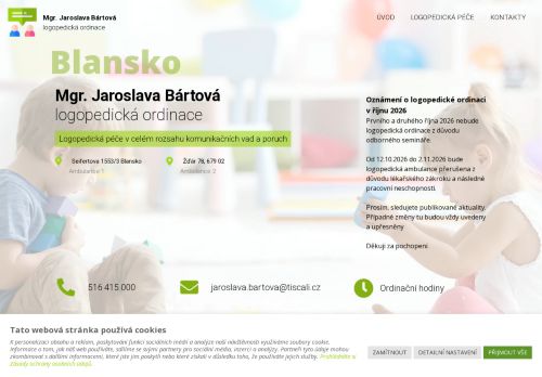 Zobrazit webové stránky Logopedická ambulance - Mgr. Jaroslava Bártová