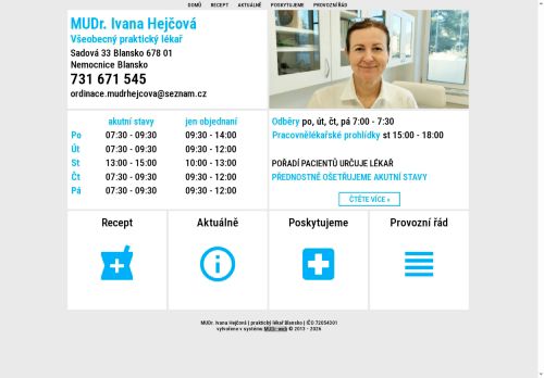 Zobrazit webové stránky Praktický lékař pro dospělé - MUDr. Ivana Hejčová