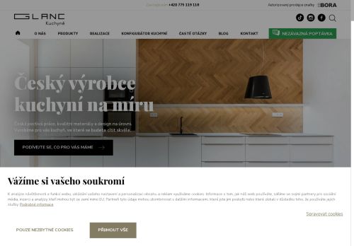 Webové stránky Glanc Kuchyně s.r.o., Prosenická Lhota