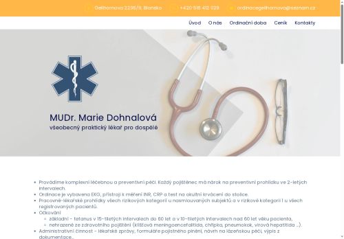 Zobrazit webové stránky Praktický lékař pro dospělé - MUDr. Marie Dohnalová