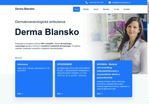 Zobrazit webové stránky Kožní ambulance Derma Blansko - MUDr. Pavlína Slouková, MUDr. Dagmar Horáčková
