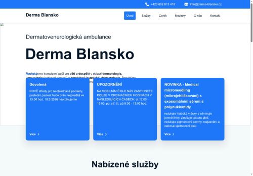 Zobrazit webové stránky Kožní ambulance Derma Blansko - MUDr. Pavlína Slouková, MUDr. Dagmar Horáčková