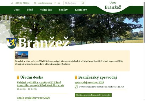 Zobrazit webové stránky Obecní úřad Branžež