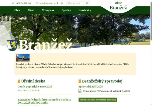 Zobrazit webové stránky Obecní úřad Branžež