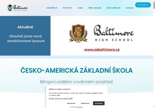 Webové stránky Základní škola a Mateřská škola Baltimore z. ú., Beroun