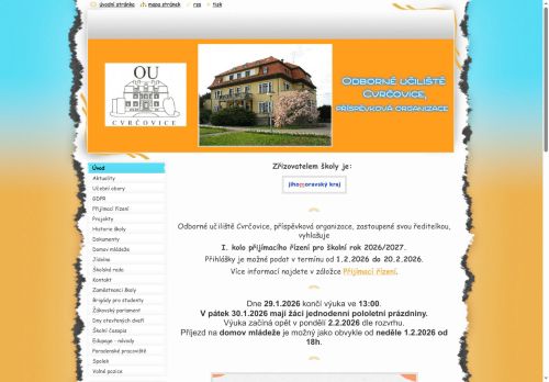 Zobrazit webové stránky Odborné Učiliště, Cvrčovice 131