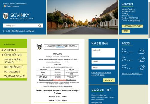 Zobrazit webové stránky Úřad městyse Sovínky
