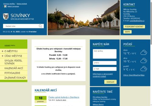 Zobrazit webové stránky Úřad městyse Sovínky