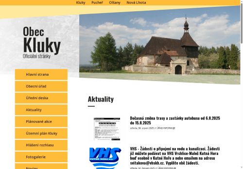 Zobrazit webové stránky Obecní úřad Kluky