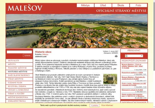 Zobrazit webové stránky Úřad městyse Malešov