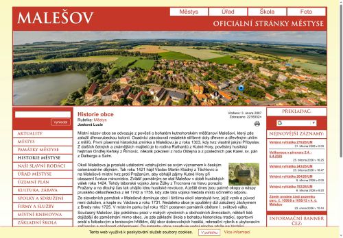 Zobrazit webové stránky Úřad městyse Malešov