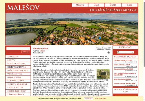 Zobrazit webové stránky Úřad městyse Malešov