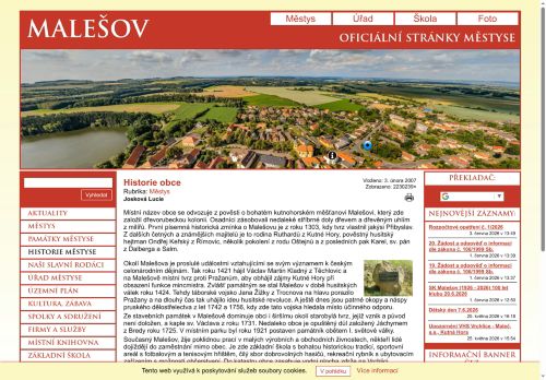 Zobrazit webové stránky Úřad městyse Malešov