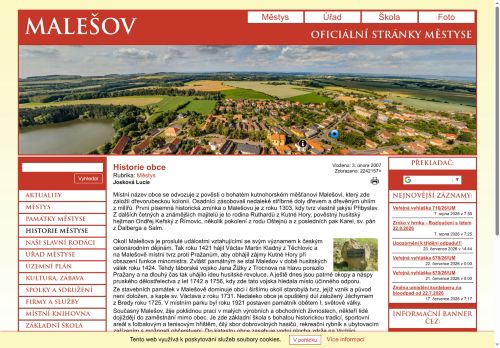 Zobrazit webové stránky Úřad městyse Malešov