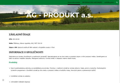 AG - PRODUKT a.s. nabízí práci na pozici Chovatelé a ošetřovatelé skotu (m/ž) v obci Šťáhlavy