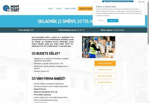 Webové stránky NOVÝ START, personální agentura s.r.o., Velká Bíteš