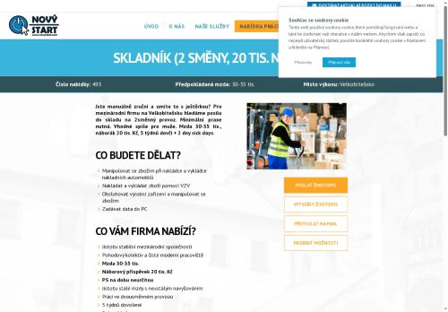 Webové stránky NOVÝ START, personální agentura s.r.o., Velká Bíteš