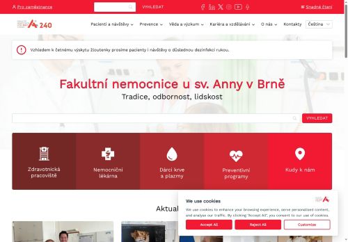 Webové stránky Fakultní nemocnice u sv. Anny v Brně, Brno