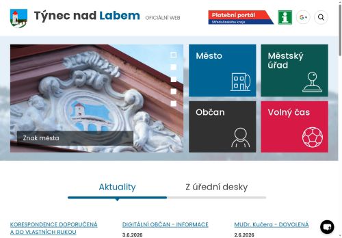 Zobrazit webové stránky Městský úřad Týnec nad Labem