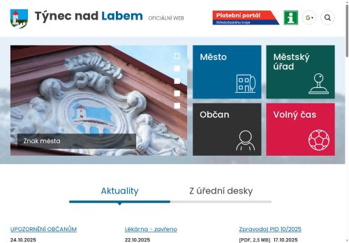 Zobrazit webové stránky Městský úřad Týnec nad Labem