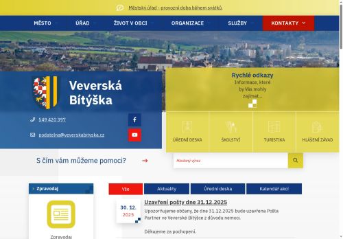 Webové stránky Město Veverská Bítýška, Veverská Bítýška