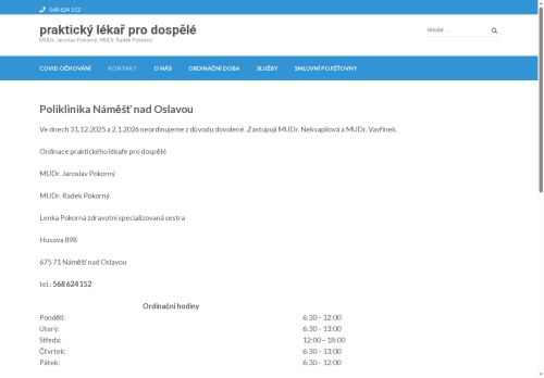 Zobrazit webové stránky Praktický lékař pro dospělé - MUDr. Jaroslav Pokorný, MUDr. Radek Pokorný