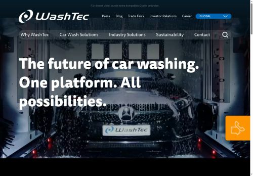 Webové stránky WashTec Cleaning Technology s.r.o., Nýřany