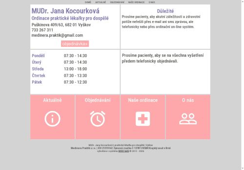 Zobrazit webové stránky Praktický lékař pro dospělé-MUDr. Jana Kocourková