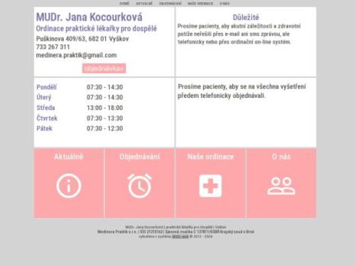 Praktický lékař pro dospělé-MUDr. Jana Kocourková