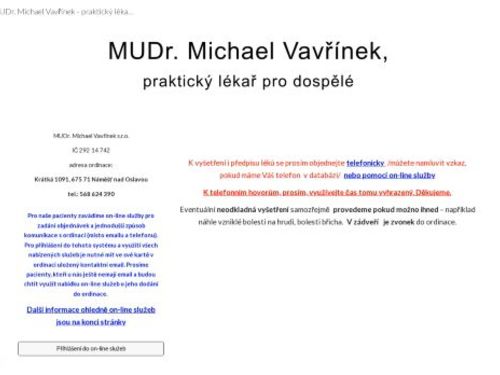 Praktický lékař pro dospělé - MUDr. Michael Vavřínek
