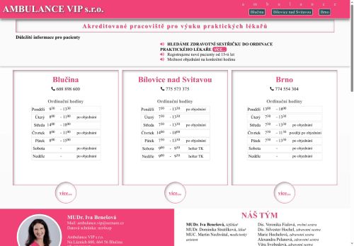 Zobrazit webové stránky Praktický lékař pro dospělé Ambulance VIP s.r.o. - MUDr. Iva Benešová