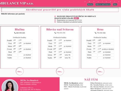 Praktický lékař pro dospělé Ambulance VIP s.r.o. - MUDr. Iva Benešová